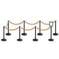 Montour Line Stanchion Post and Rope Kit Black, 8FlatTop 7Gold Rope 8.5x11V Sign C-Kit-7-BK-FL-1-Tapped-1-8511-V-7-PVR-GD-PS